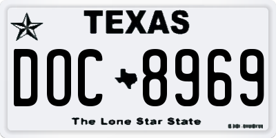TX license plate DOC8969
