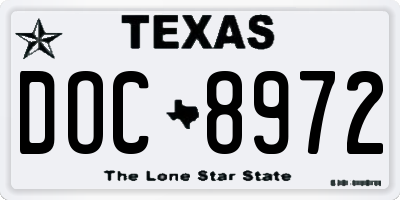 TX license plate DOC8972