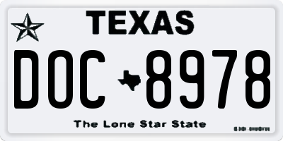 TX license plate DOC8978