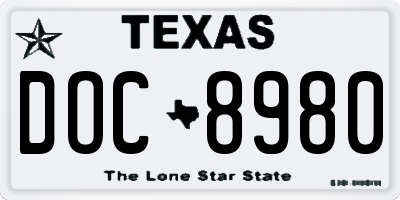 TX license plate DOC8980