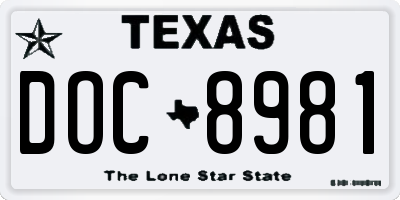 TX license plate DOC8981