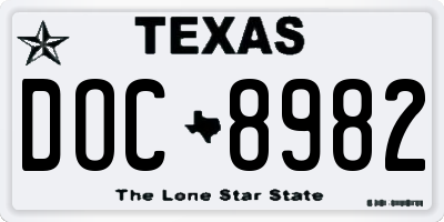 TX license plate DOC8982