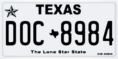 TX license plate DOC8984