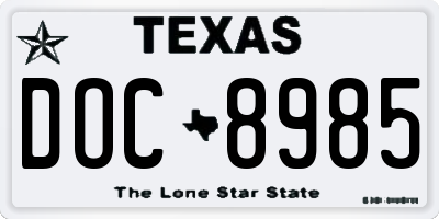TX license plate DOC8985