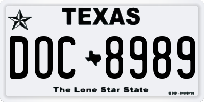 TX license plate DOC8989