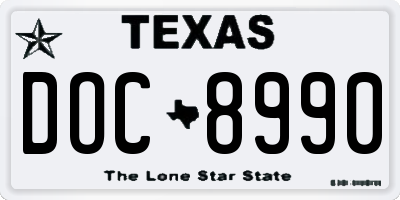 TX license plate DOC8990