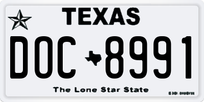 TX license plate DOC8991