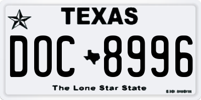 TX license plate DOC8996