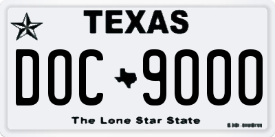 TX license plate DOC9000