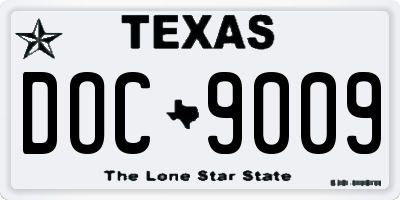TX license plate DOC9009