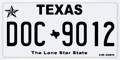 TX license plate DOC9012