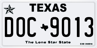 TX license plate DOC9013