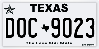 TX license plate DOC9023