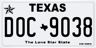 TX license plate DOC9038
