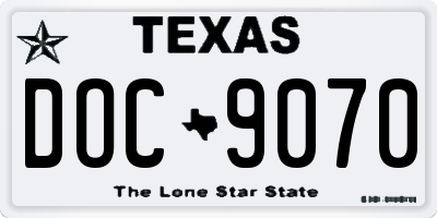 TX license plate DOC9070