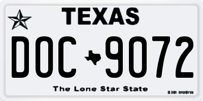 TX license plate DOC9072