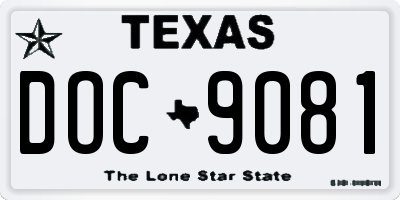 TX license plate DOC9081