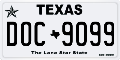 TX license plate DOC9099
