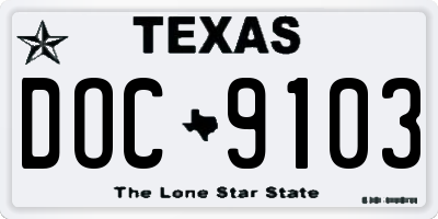 TX license plate DOC9103