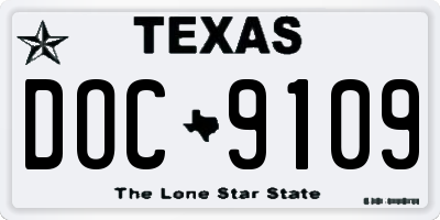 TX license plate DOC9109