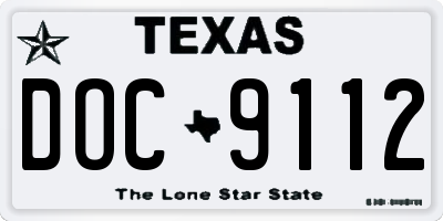 TX license plate DOC9112