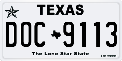 TX license plate DOC9113