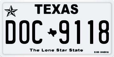 TX license plate DOC9118