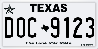 TX license plate DOC9123