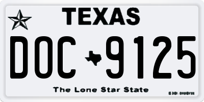 TX license plate DOC9125