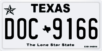 TX license plate DOC9166