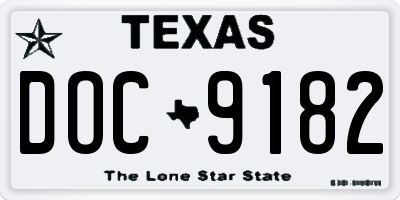 TX license plate DOC9182