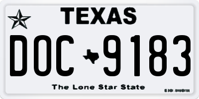 TX license plate DOC9183