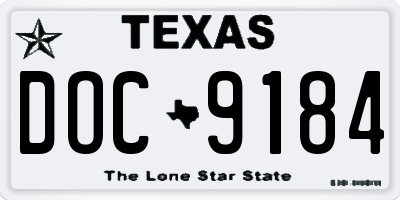TX license plate DOC9184