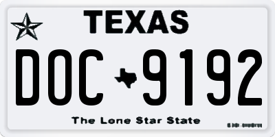 TX license plate DOC9192