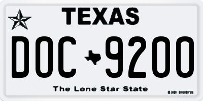 TX license plate DOC9200