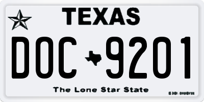 TX license plate DOC9201