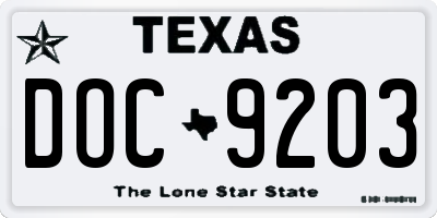 TX license plate DOC9203