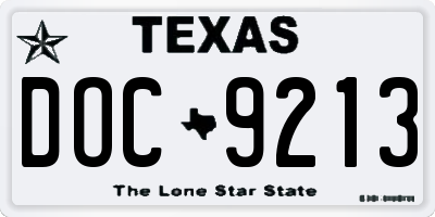 TX license plate DOC9213