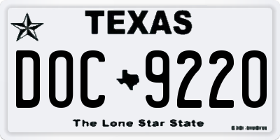 TX license plate DOC9220