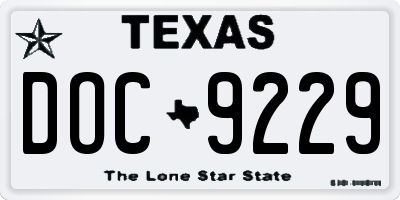TX license plate DOC9229