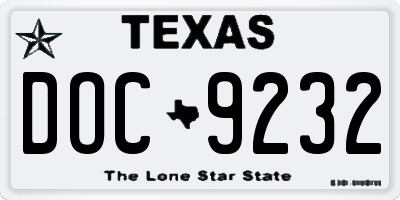 TX license plate DOC9232