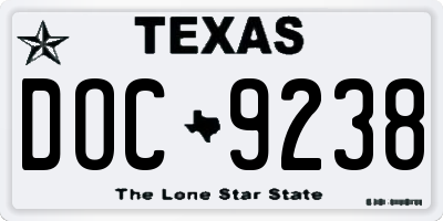 TX license plate DOC9238
