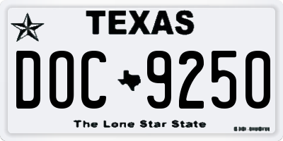 TX license plate DOC9250