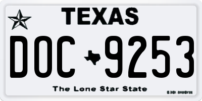 TX license plate DOC9253