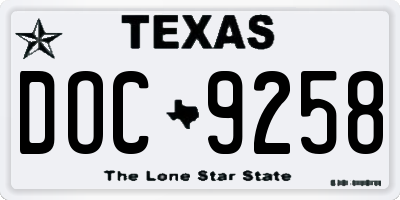 TX license plate DOC9258
