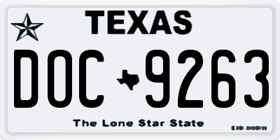 TX license plate DOC9263