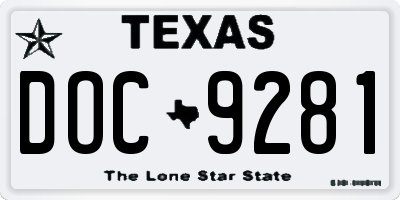 TX license plate DOC9281