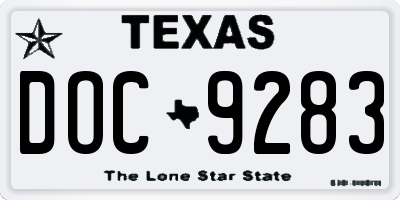 TX license plate DOC9283
