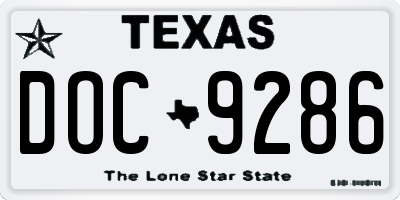 TX license plate DOC9286