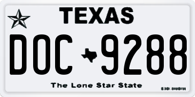 TX license plate DOC9288